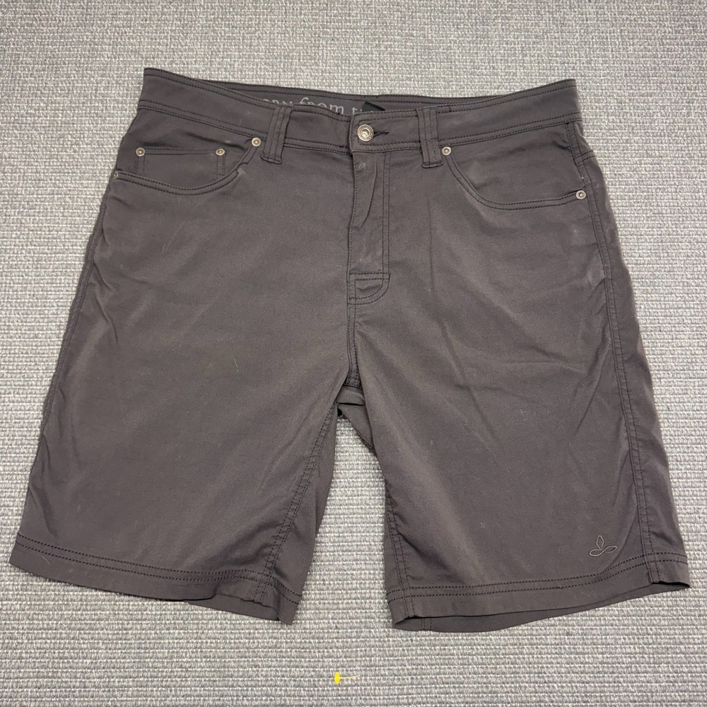 Prana Zion Mens Charcoal Gray Hiking Climbing Shorts 34W x 9L Stretch Technical